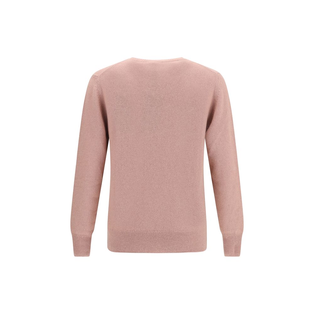 Brooksfield Multicolor Alpaca Vicugna Pacos Sweatshirt, back view featuring a soft pink color with ribbed hem and cuffs for a cozy fit.