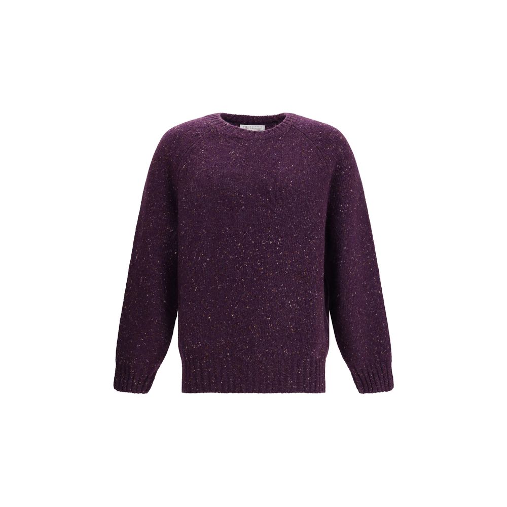 Brunello Cucinelli Purple Cashmere Sweatshirt with ribbed knit and crew neckline, showcasing elegant design and quality craftsmanship.