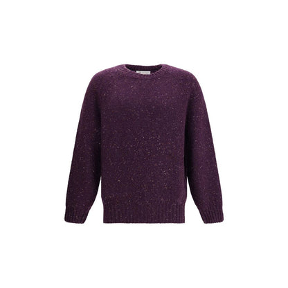 Brunello Cucinelli Purple Cashmere Sweatshirt with ribbed knit and crew neckline, showcasing elegant design and quality craftsmanship.
