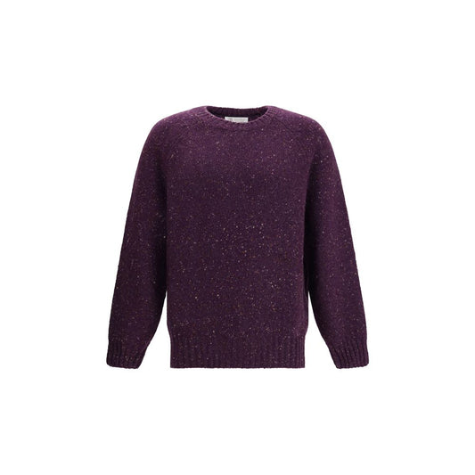 Brunello Cucinelli Purple Cashmere Sweatshirt with ribbed knit and crew neckline, showcasing elegant design and quality craftsmanship.