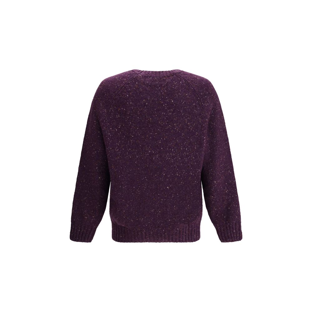 Back view of Brunello Cucinelli Purple Cashmere Sweatshirt with raglan sleeves and ribbed hem.