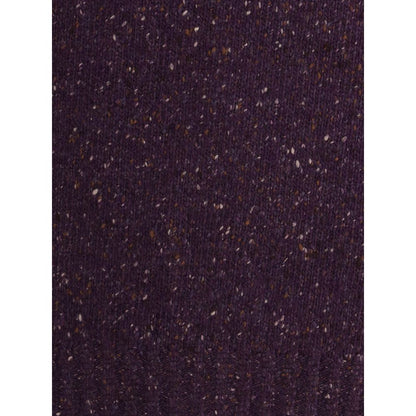 Texture of Brunello Cucinelli Purple Cashmere Sweatshirt showcasing the ribbed knit and elegant design details.