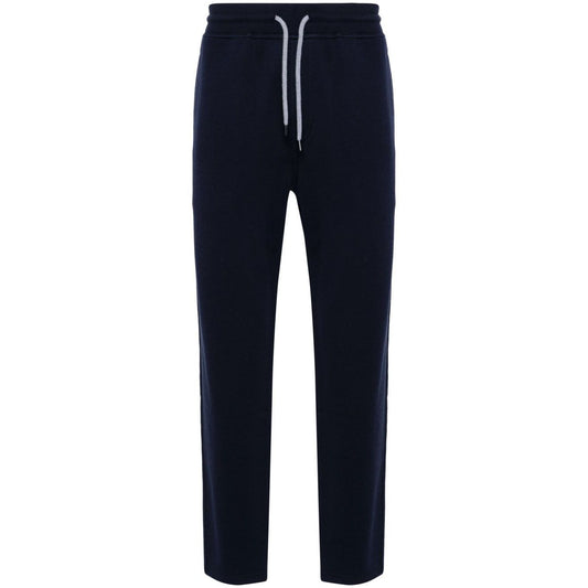 Brunello Cucinelli Trousers Blue - Navy blue cotton blend sweatpants with elasticated waistband and tapered leg