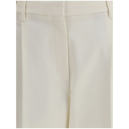 Brunello Cucinelli White Cotton Chino Pants featuring cropped ankle length and pleated front design for elegant menswear look.