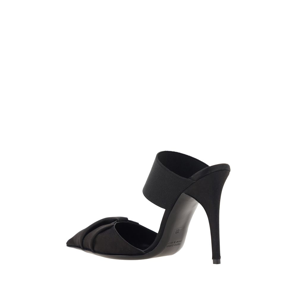 Bruno Frisoni Black Calf Leather Bos Taurus High Heel Pumps with modern wrap-around design and stretch ankle strap, AW23.