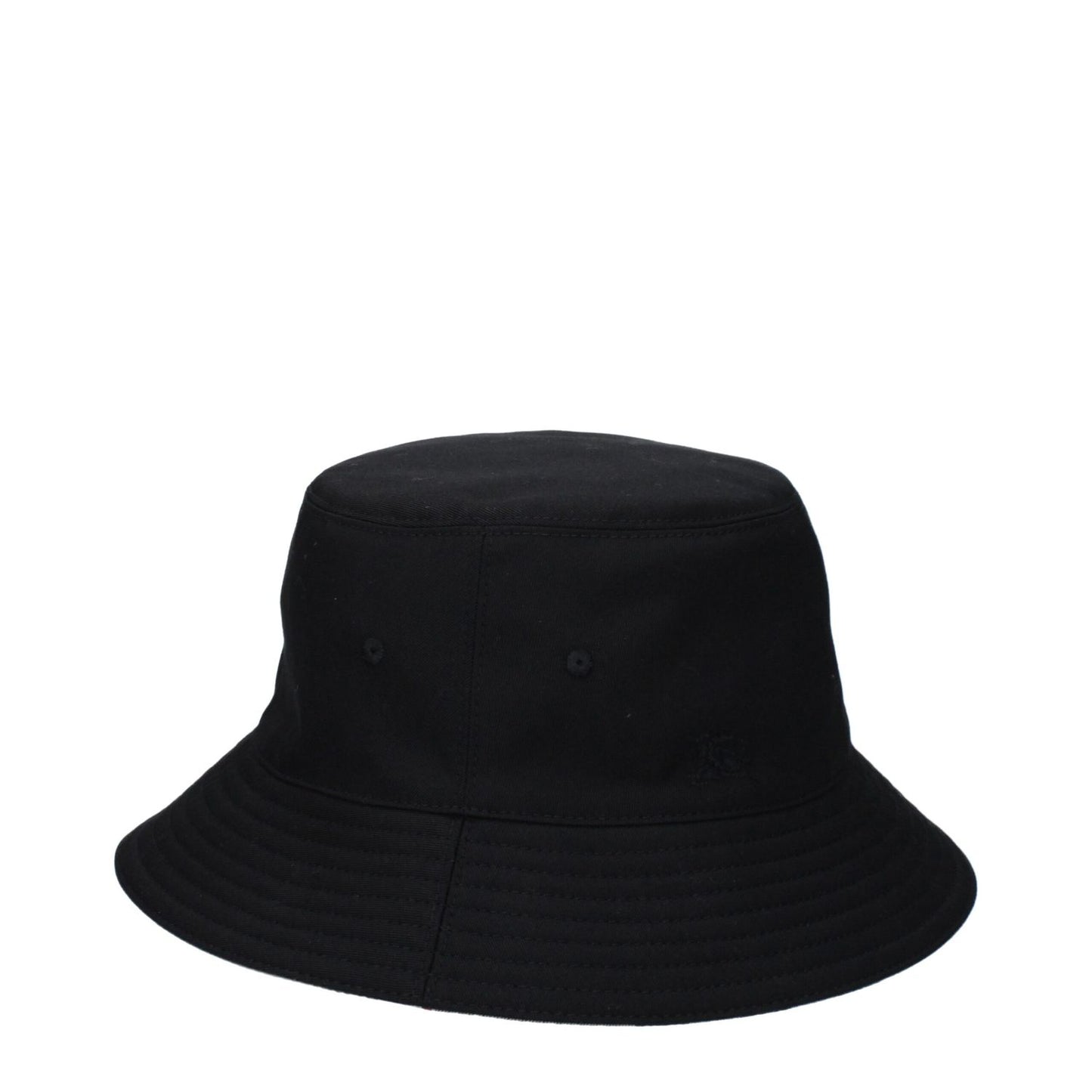 Burberry Black Fabric Bucket Hat with back logo, 66% polyester, 34% cotton, featuring new collection check print, MPN 8083528.