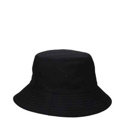 Burberry Black Fabric Bucket Hat with back logo, 66% polyester, 34% cotton, featuring new collection check print, MPN 8083528.