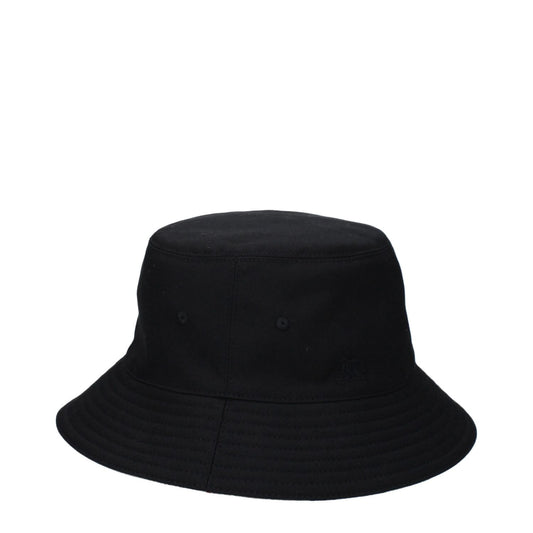 Burberry Black Fabric Bucket Hat with back logo, 66% polyester, 34% cotton, featuring new collection check print, MPN 8083528.