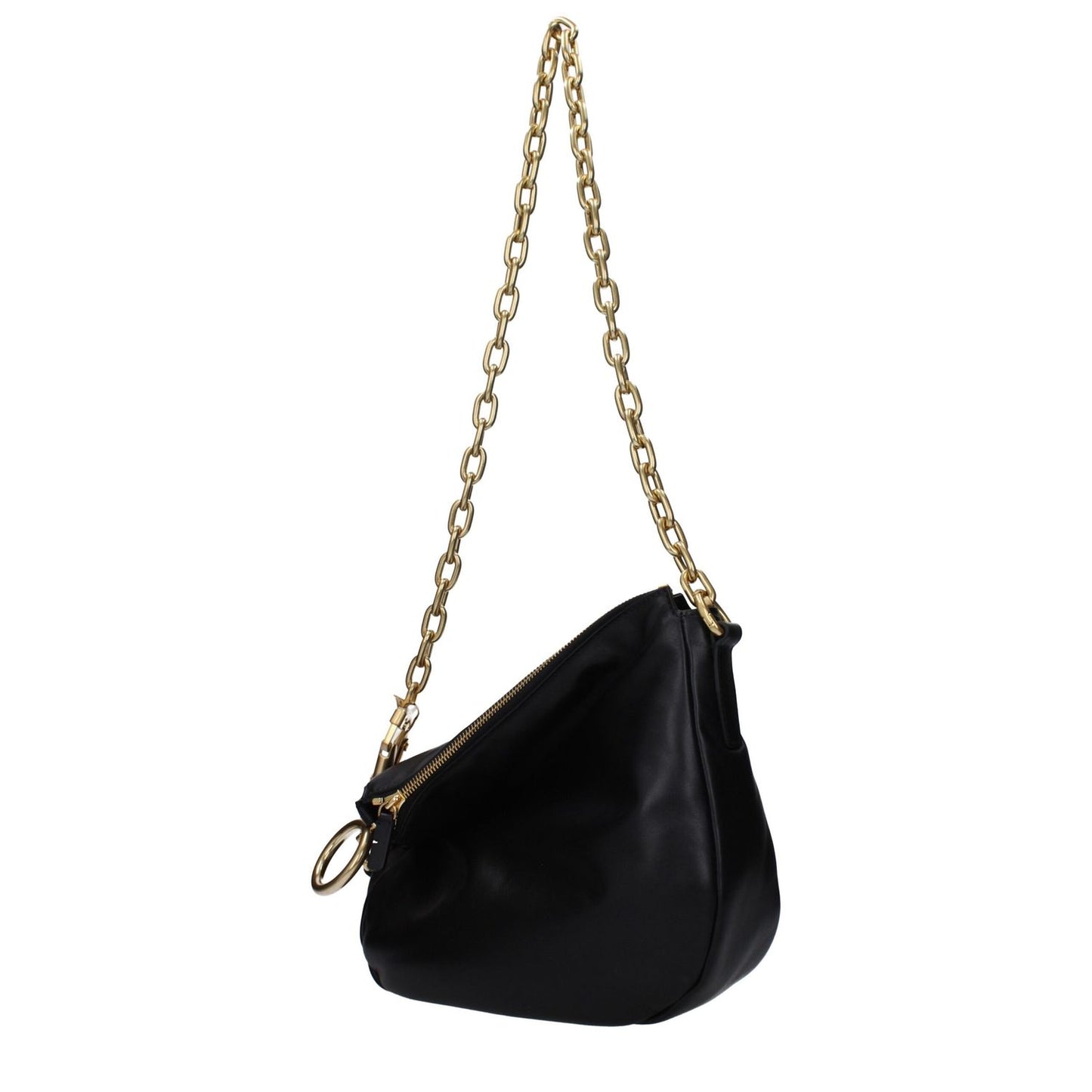 Burberry Black Leather Shoulder Bag with gold chain, adjustable and removable handle, style casual, small size, MPN 8082384.