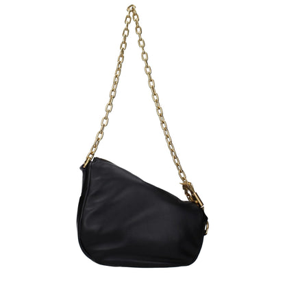 Burberry Black Leather Shoulder Bag with chain strap, casual style, small size, zip closure, perfect for everyday use.