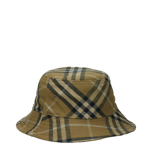 Burberry Green Cotton Bucket Hat with check print, MPN 8098533, made of 100% cotton. New Collection item with varying print.