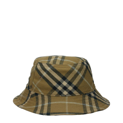 Burberry Green Cotton Bucket Hat with check print, MPN 8098533, 100% cotton, stylish new collection accessory.