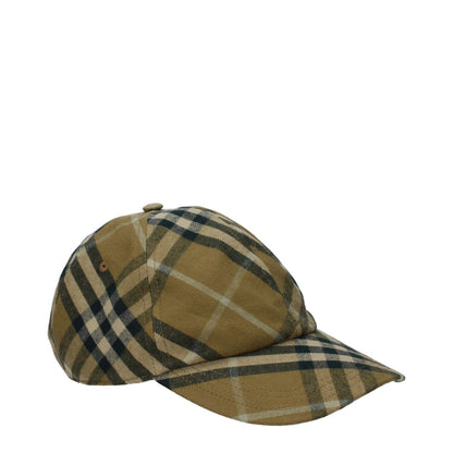 Burberry Green Cotton Cap (Baseball Hat) with a check pattern and buckle closure, new collection, 100% cotton, MPN 8098529, code F82345.