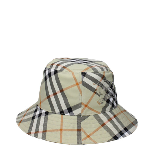 Burberry Green Fabric Bucket Hat with check print and back logo, MPN 8094798, 100% polyester, sage secondary color.