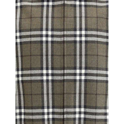 Burberry Green Wool Bomber with classic check pattern design.