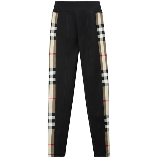 Burberry Stretch jersey leggings with Check finishes Trousers
