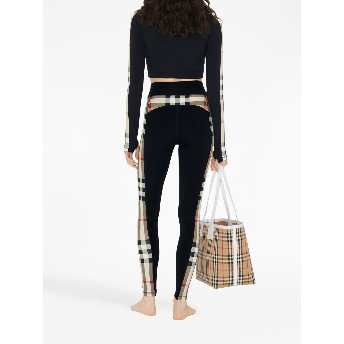 Burberry Stretch jersey leggings with Check finishes