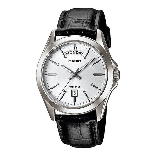 CASIO COLLECTION Mod. DAY DATE. LEATHER. WHITE WATCHES