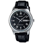CASIO COLLECTION Mod. DAY DATE. ROMAN INDEXES. LEATHER - BLACK WATCHES