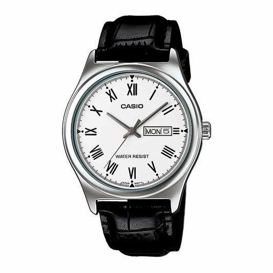 CASIO COLLECTION Mod. DAY DATE ROMANS. LEATHER - WHITE WATCHES