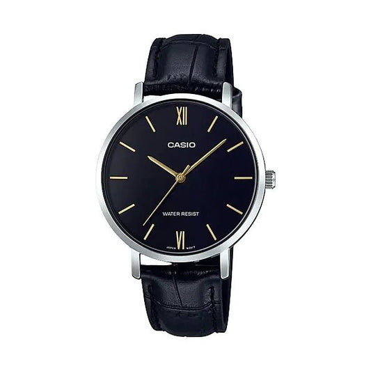 CASIO COLLECTION Mod. MINIMAL. LEATHER - BLACK WATCHES