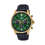 CASIO EDIFICE Mod. STANDARD CHRONOGRAPH GOLD - GREEN wristwatch, 40.5mm gold IP case, green dial, leather strap, quartz movement, 10 ATM resistant