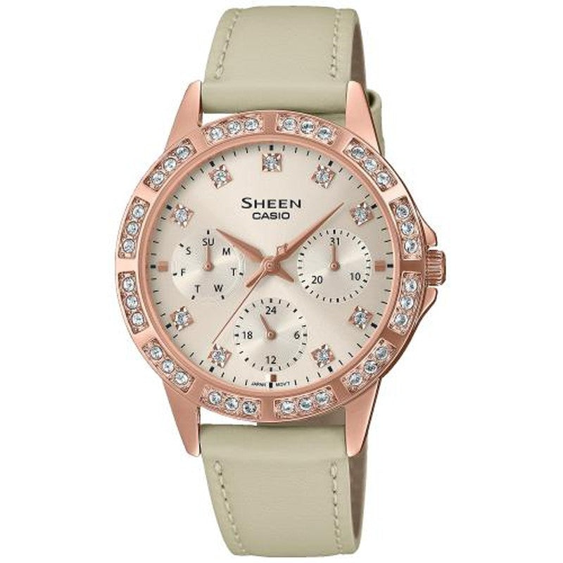 CASIO SHEEN Mod. LADY CRYSTAL LEATHER - CREAM ***SPECIAL PRICE*** WATCHES