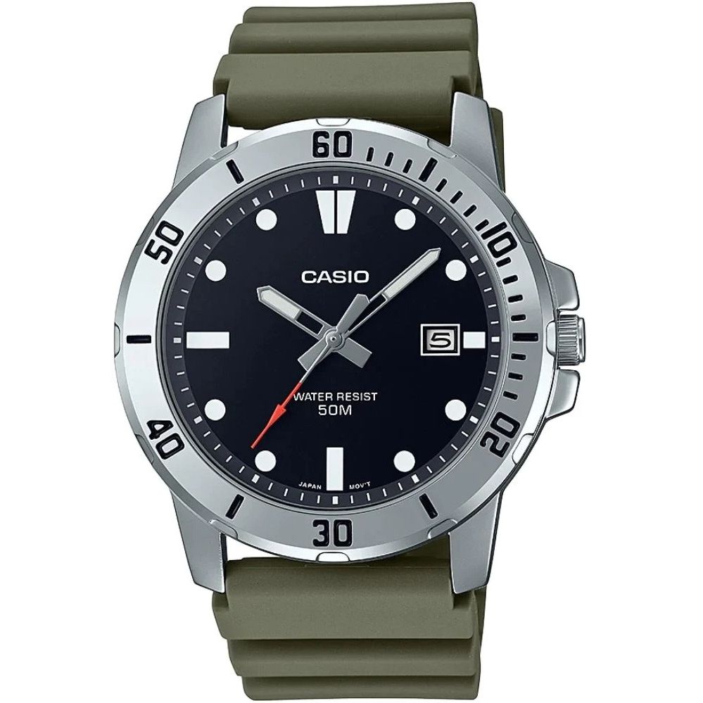CASIO SPORT COLLECTION Mod. DIVER 50M - BLACK wristwatch with quartz movement, 5 ATM water resistance, 45mm stainless steel case.