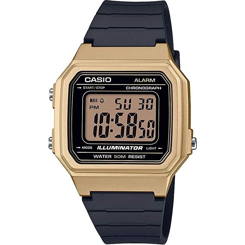 CASIO SPORT COLLECTION digital wristwatch, water resistant 5 ATM, quartz movement, metal case, resin strap, multifunction display.