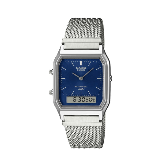 CASIO VINTAGE Mod. EDGY COLLECTION SUNRAY DIAL - MESH STRAP, BLUE