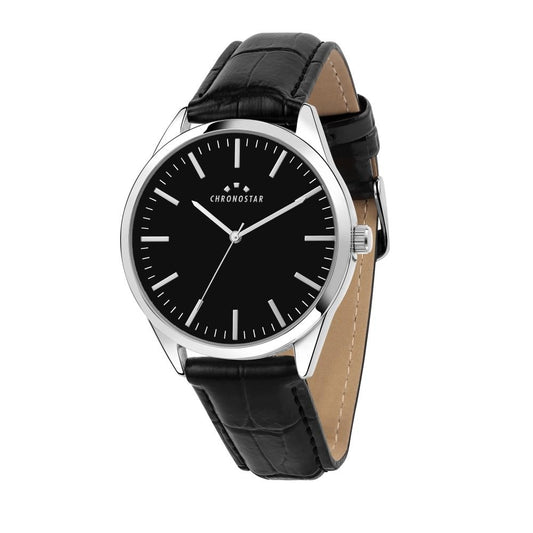 CHRONOSTAR MOD. R3751298010 men's quartz wristwatch with black dial and 41mm case, featuring mineral material and only time function.
