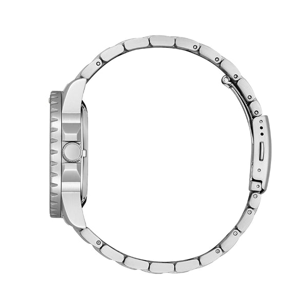 Side view of CITIZEN WATCHES Mod. NJ0170-83Z showing stainless steel bracelet and casing.