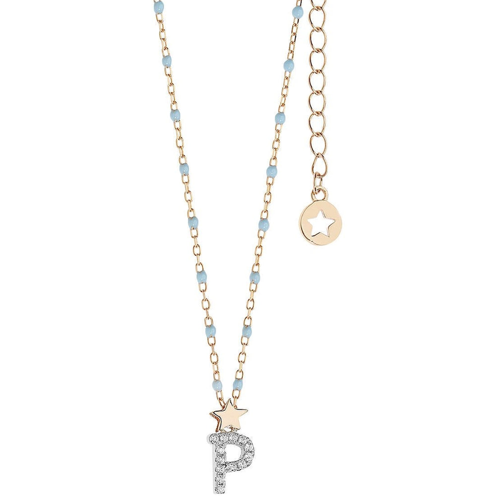 Elegant necklace, COLLANE COMETE MOD. GLA188, with star and letter P pendant on a delicate chain.