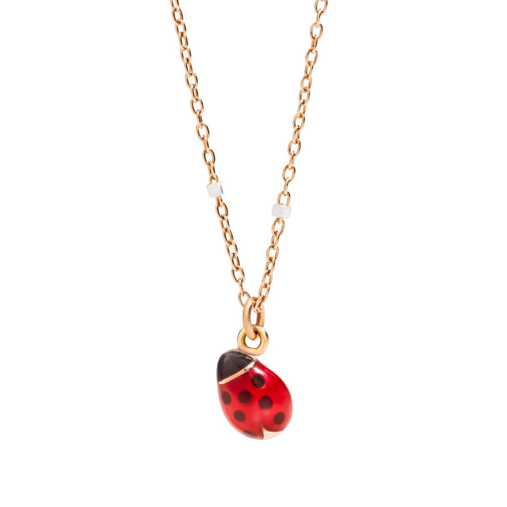 Gold chain necklace with ladybug pendant, COLLANE DODO MOD. DCB9001LADYXERO9R40.
