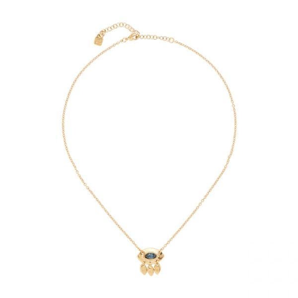 COLLANE UNO DE 50 MOD. UD_COL1395AZUORO0U gold necklace with blue charm and dangling accents