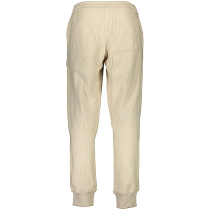 Back view of Calvin Klein Beige Cotton Men's Sweatpant, luxurious and comfortable, featuring ribbed cuffs and an understated design.