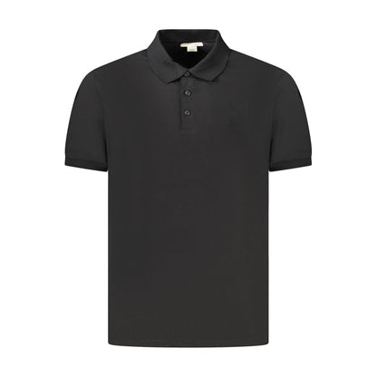 Calvin Klein Black Cotton Men Polo Shirt with classic fit and logo embroidery, short sleeve, three-button placket.