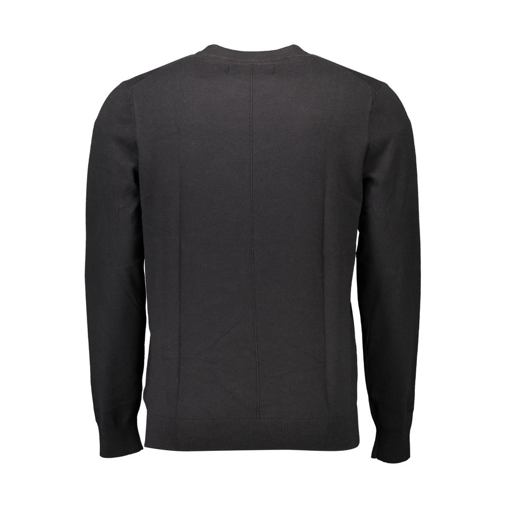 Back view of Calvin Klein Black Cotton Men's Sweater showcasing sleek design and premium material.
