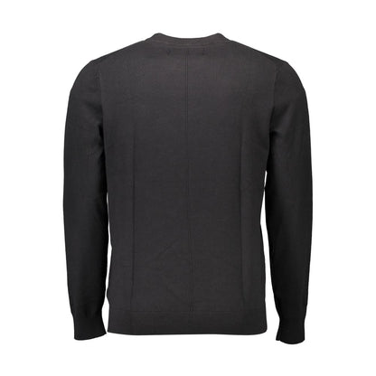 Back view of Calvin Klein Black Cotton Men's Sweater showcasing sleek design and premium material.