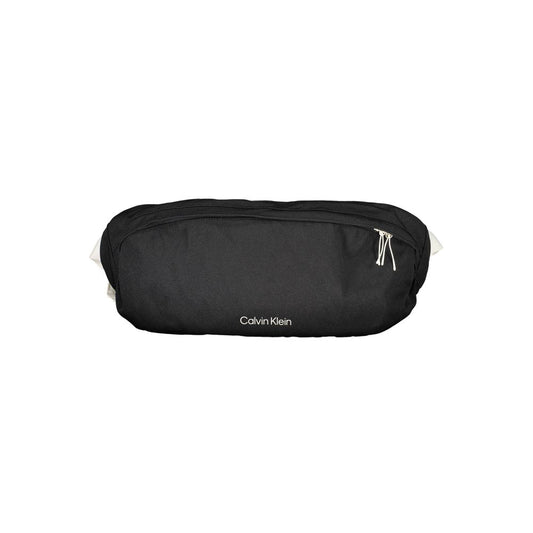 Calvin Klein Black Polyester Men's Pouch with front logo and zip closure, ideal for carrying essentials in style.