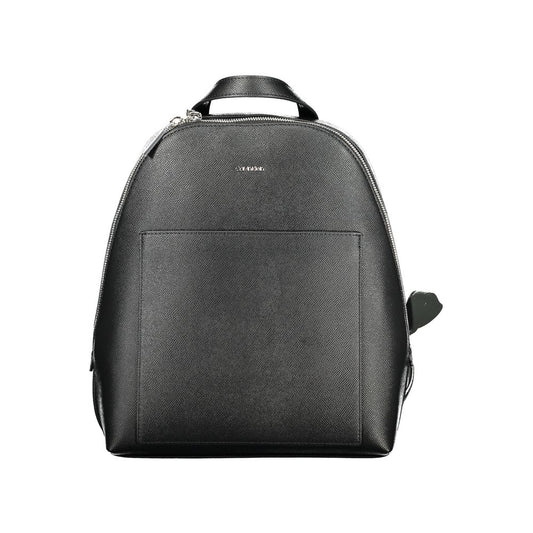Calvin Klein Black Polyethylene Backpack with handle, adjustable shoulder straps, external and internal pockets, and zip closure