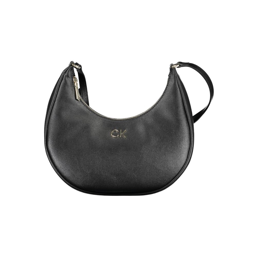 Calvin Klein Black Recycled Polyester Women Handbag with logo and adjustable strap
