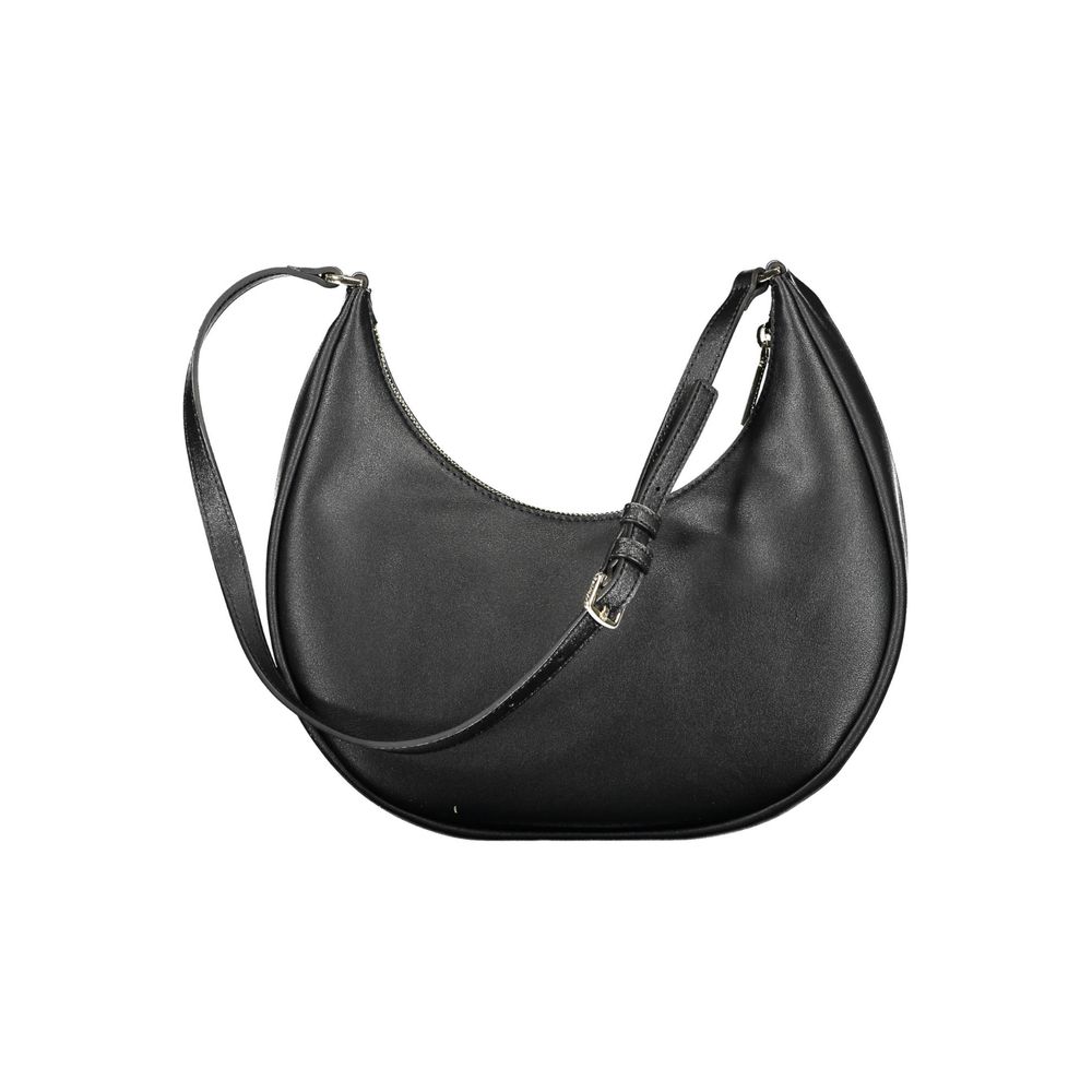 Calvin Klein Black Recycled Polyester Women Handbag with adjustable shoulder strap and zip closure, sustainable luxury fashion accessory.