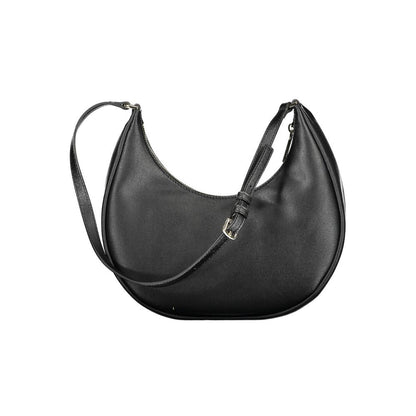 Calvin Klein Black Recycled Polyester Women Handbag with adjustable shoulder strap and zip closure, sustainable luxury fashion accessory.