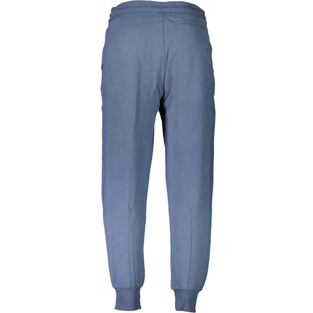 Back view of Calvin Klein Blu Cotton Men's Sweatpant with elastic waist and ankle cuffs, showcasing a stylish comfort design.