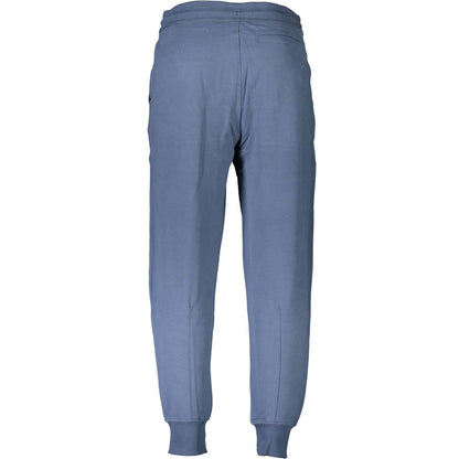 Back view of Calvin Klein Blu Cotton Men's Sweatpant with elastic waist and ankle cuffs, showcasing a stylish comfort design.