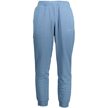 Calvin Klein Blue Cotton Pant, sports trousers with elastic waist and laces, 2 pockets, logo print