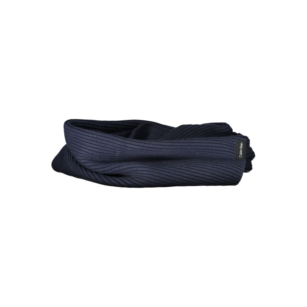 Calvin Klein Blue Cotton Scarf, 30x160 cm with logo, elegant accessory for all seasons.