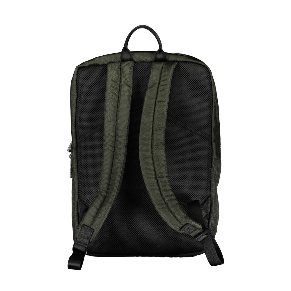 Back view of Calvin Klein Green Polyester Men Backpack with padded straps.