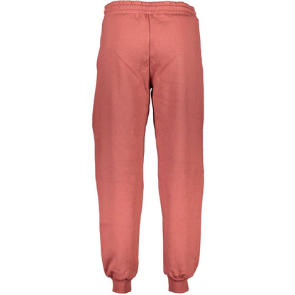 Calvin Klein Red Cotton Pant with fleece lining, elastic waist, elastic ankle, embroidery, and logo, ideal sports trousers.